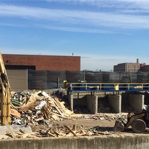 Pile of debris at recycling facility